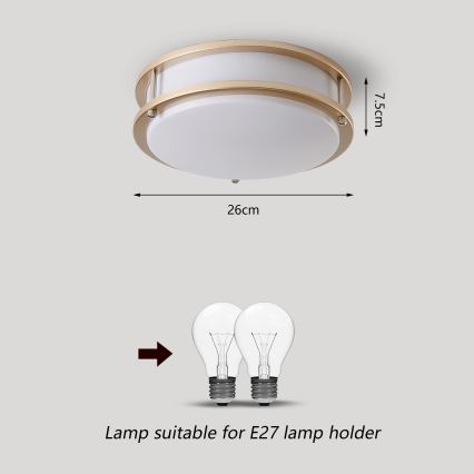 Brilagi - Stropna svetilka ELARO 2xE27/40W/230V Ø 26 cm zlata