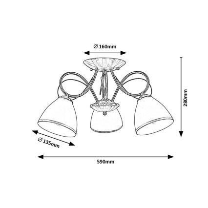 Brilagi - Stropna svetilka FRED 3xE27/60W/230V, premer 59 cm, bronzasta