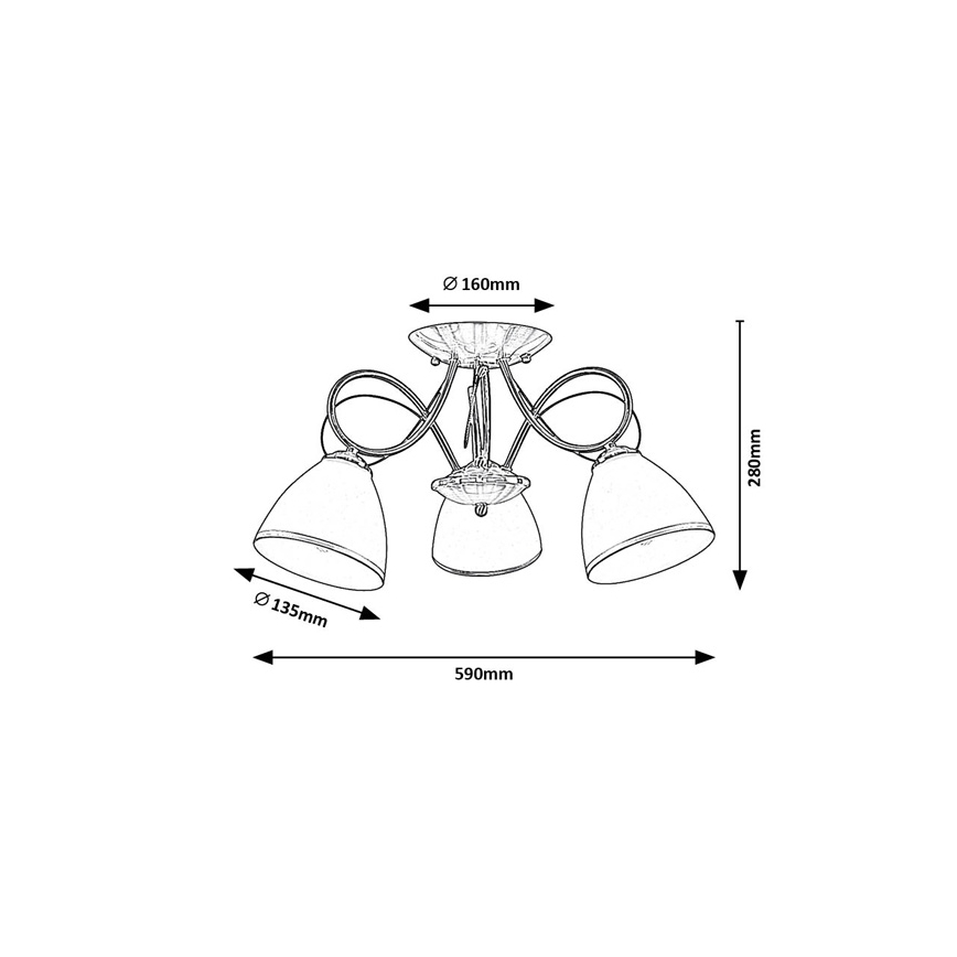 Brilagi - Stropna svetilka FRED 3xE27/60W/230V, premer 59 cm, bronzasta