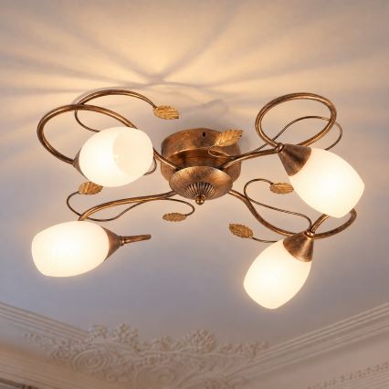 BRILAGI - Stropna svetilka GRACE 4xE27/40W/230V, premer 68 cm, patina/medena