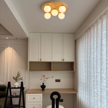 Brilagi - Stropna svetilka LUND WOOD, 5xG9/9W/230V, premer 40 cm, les