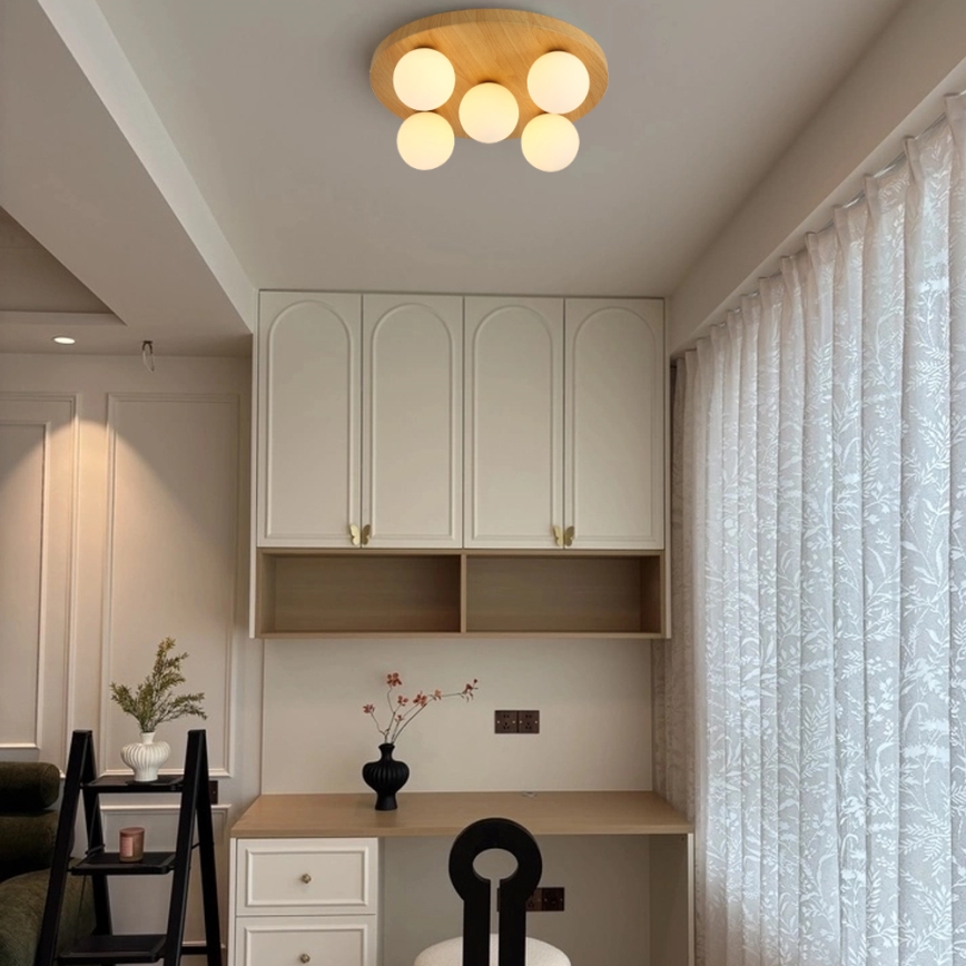 Brilagi - Stropna svetilka LUND WOOD, 5xG9/9W/230V, premer 40 cm, les