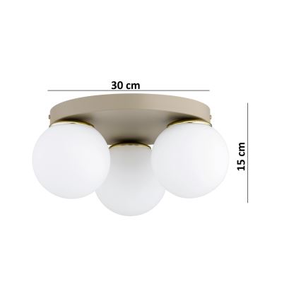 Brilagi - Stropna svetilka MILO ECRU 3xE27/60W/230V premer 35 cm, bežna/zlata