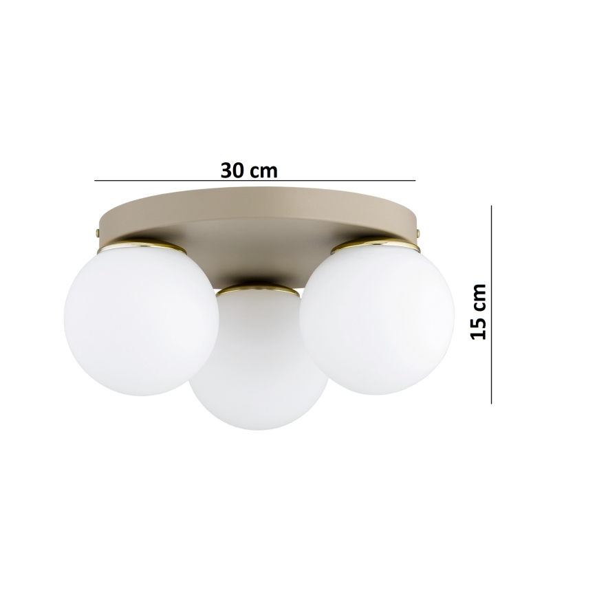 Brilagi - Stropna svetilka MILO ECRU 3xE27/60W/230V premer 35 cm, bežna/zlata