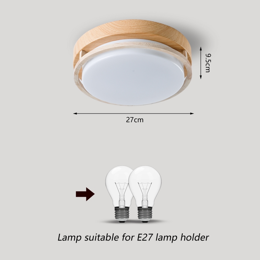 Brilagi - Stropna svetilka ORINO 2xE27/40W/230V, premer 27 cm, lesni dekor/hrast