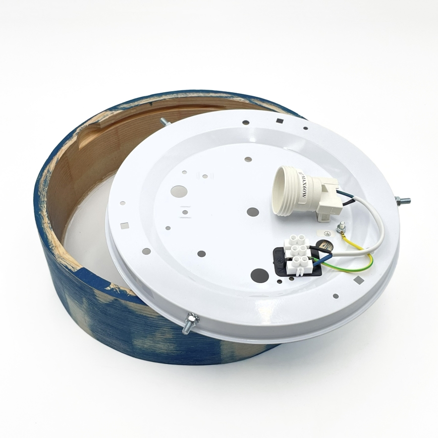 Brilagi - Stropna svetilka PINO 1xE27/15W/230V macesen/modra, Ø 27,5 cm