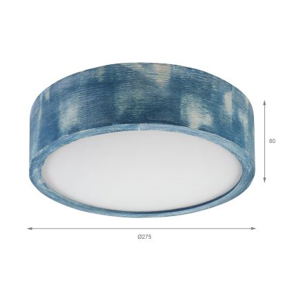 Brilagi - Stropna svetilka PINO 1xE27/15W/230V macesen/modra, Ø 27,5 cm