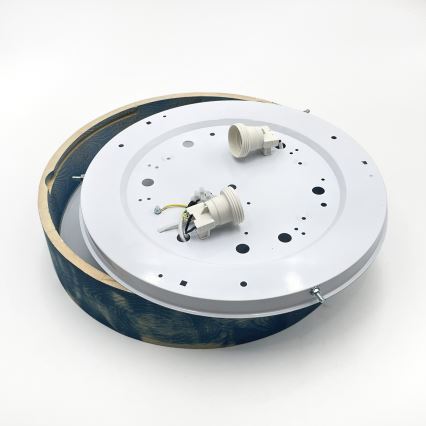 Brilagi - Stropna svetilka PINO 2xE27/15W/230V borovina/modra premer 37,5 cm