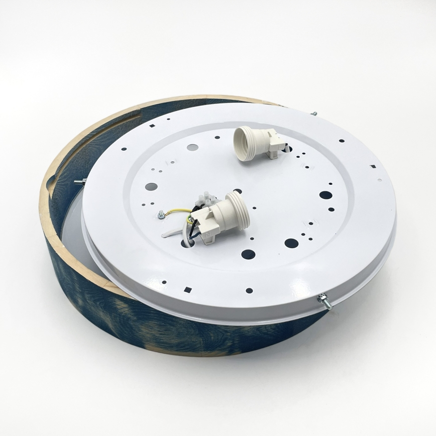 Brilagi - Stropna svetilka PINO 2xE27/15W/230V borovina/modra premer 37,5 cm