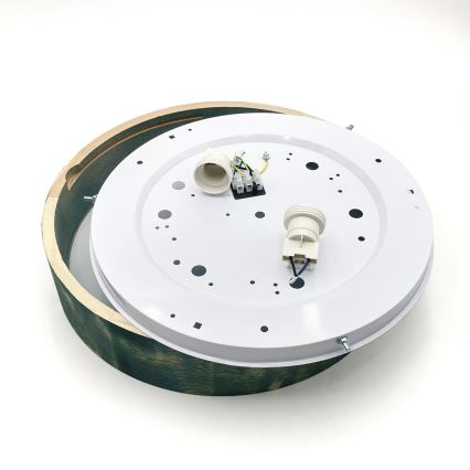 Brilagi - Stropna svetilka PINO 2xE27/15W/230V, borovina/zelena, premer 37,5 cm