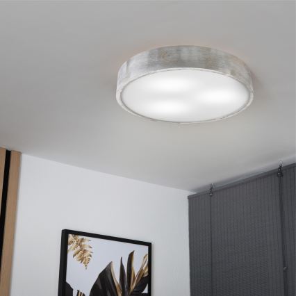 Brilagi - Stropna svetilka PINO 3xE27/15W/230V borovica/srebrna, premer 47,5 cm