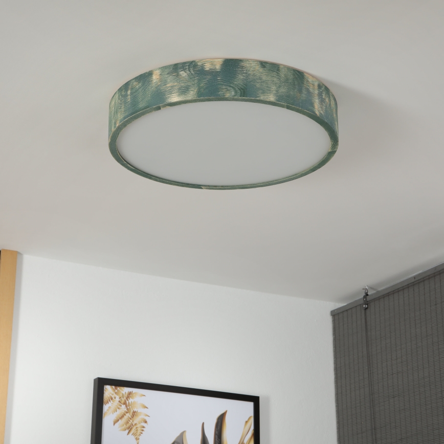 Brilagi - Stropna svetilka PINO 3xE27/15W/230V borovina/zelena premer 47,5 cm