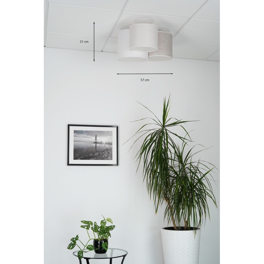 Brilagi - Stropna svetilka SNAKE 3xE27/15W/230V 50x57 cm siva/kremna