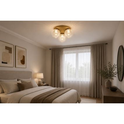 Brilagi - Stropna svetilka STELLA 3xE27/60W/230V, premer 35 cm, bež/zlata