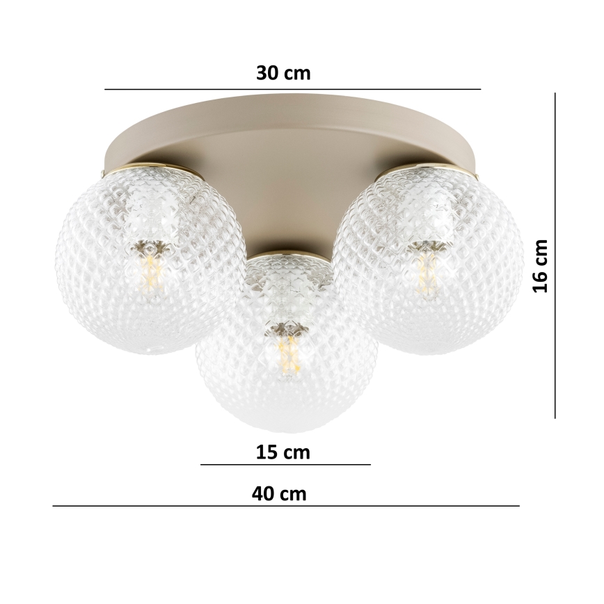 Brilagi - Stropna svetilka STELLA 3xE27/60W/230V, premer 35 cm, bež/zlata