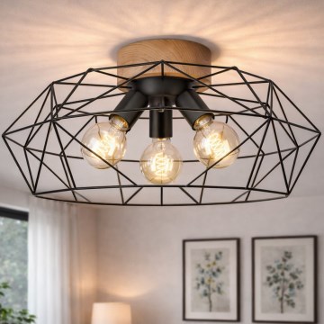 Brilagi - Stropna svetilka WOODY BASKET 3xE27/60W/230V, premer 60 cm, hrast