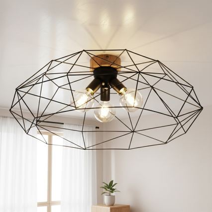 Brilagi - Stropna svetilka WOODY BASKET 3xE27/60W/230V Ø 80 cm hrast
