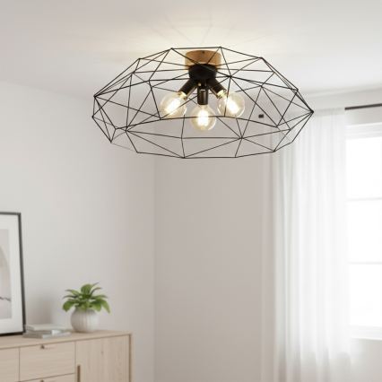 Brilagi - Stropna svetilka WOODY BASKET 3xE27/60W/230V Ø 80 cm hrast
