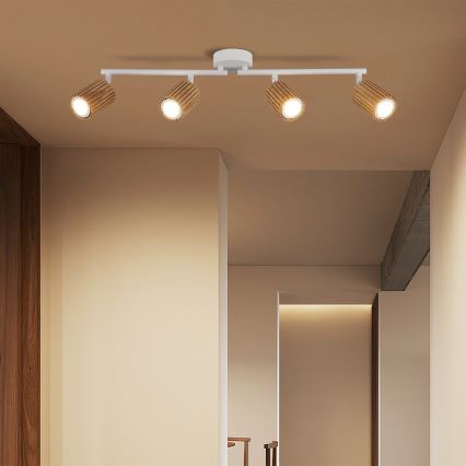 Brilagi - Stropna točkovna svetilka MODERN WOOD 4xGU10/8W/230V kavčukovec/bela