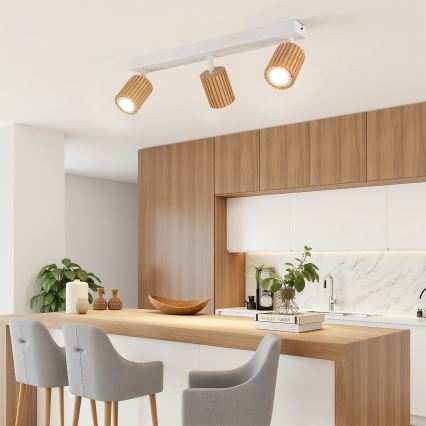 Brilagi - Stropna točkovna svetilka MODERN WOOD 4xGU10/8W/230V kavčukovec/bela