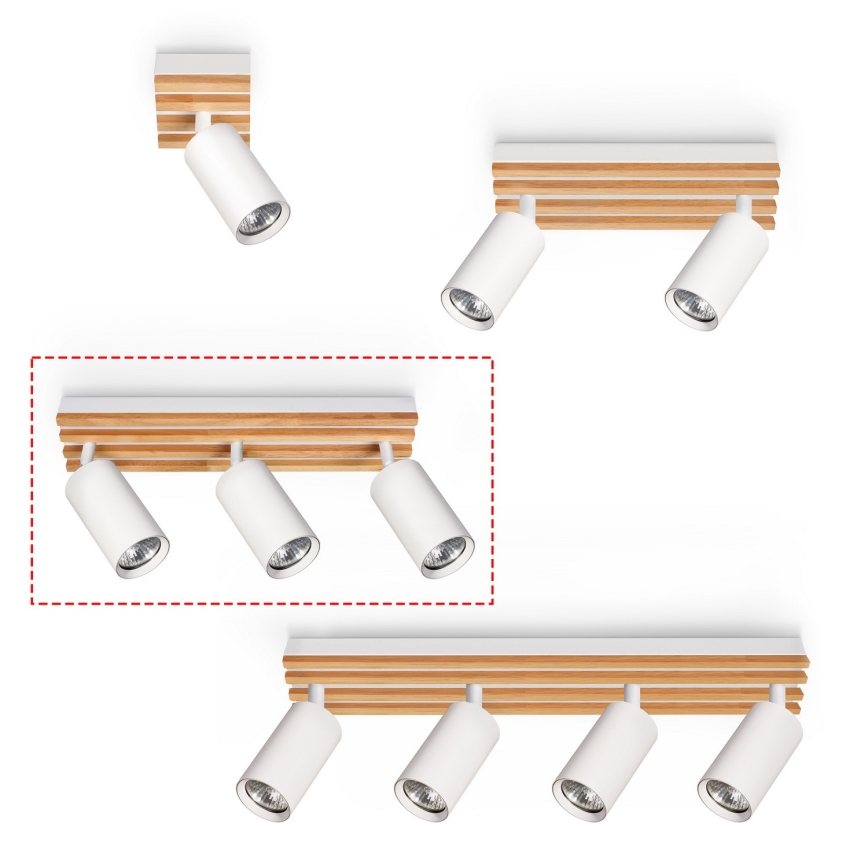 Brilagi - Stropna točkovna svetilka SELE WOOD 3xGU10/30W/230V bela/lesena