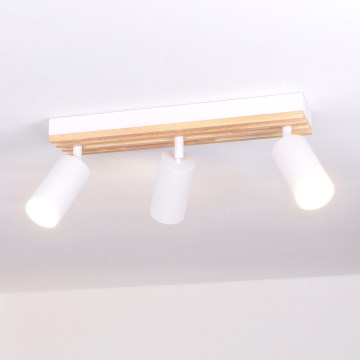 Brilagi - Stropna točkovna svetilka SELE WOOD ACOUSTIC 3xGU10/30W/230V bela/lesena