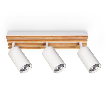 Brilagi - Stropna točkovna svetilka SELE WOOD ACOUSTIC 3xGU10/30W/230V bela/lesena