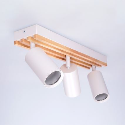 Brilagi - Stropna točkovna svetilka SELE WOOD ACOUSTIC 3xGU10/30W/230V bela/lesena