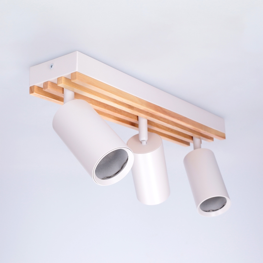 Brilagi - Stropna točkovna svetilka SELE WOOD ACOUSTIC 3xGU10/30W/230V bela/lesena