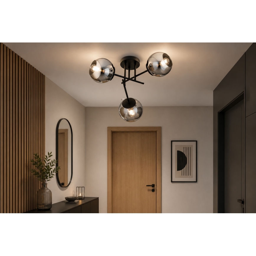 BRILAGI - Stropni lestenec DIOR 3xE27/60W/230V črna/dimno siva