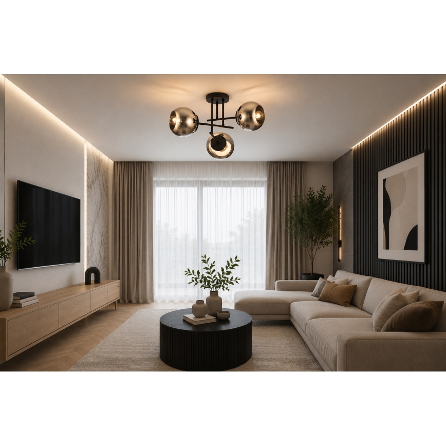 BRILAGI - Stropni lestenec DIOR 3xE27/60W/230V črna/dimno siva