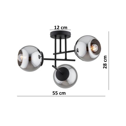 BRILAGI - Stropni lestenec DIOR 3xE27/60W/230V črna/dimno siva