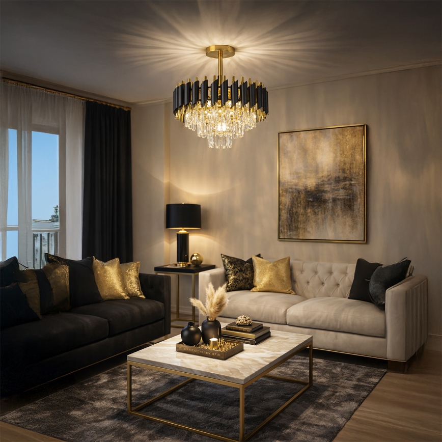 Brilagi - Stropni lestenec ECLIPSE 5xE14/10W/230V premer 38 cm črna/zlata