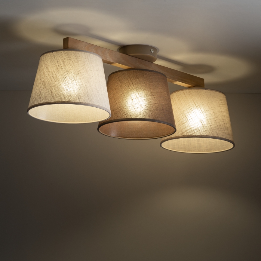 Brilagi - Stropni lestenec LATTE 3xE27/15W/230V borovica/mix