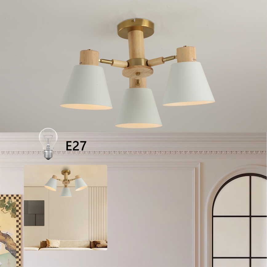 Brilagi - Stropni lestenec LUND WOOD 3xE27/40W/230V, premer 50 cm, kavčukov les