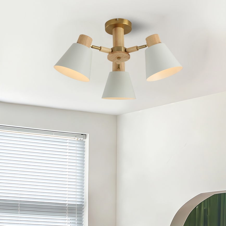 Brilagi - Stropni lestenec LUND WOOD 3xE27/40W/230V, premer 50 cm, kavčukov les