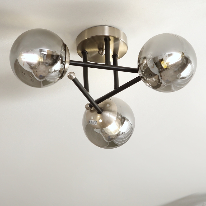 Brilagi - Stropni lestenec MALIVA 3xE14/15W/230V matni krom/zadimljeno steklo