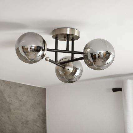 Brilagi - Stropni lestenec MALIVA 3xE14/15W/230V matni krom/zadimljeno steklo