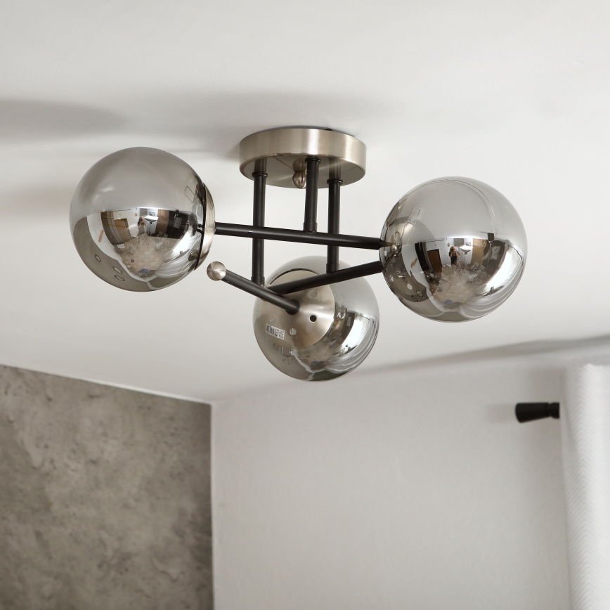 Brilagi - Stropni lestenec MALIVA 3xE14/15W/230V matni krom/zadimljeno steklo