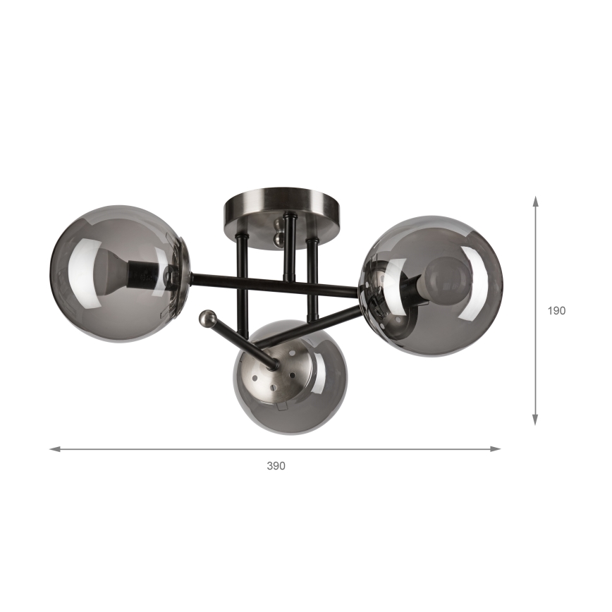 Brilagi - Stropni lestenec MALIVA 3xE14/15W/230V matni krom/zadimljeno steklo