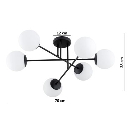 Brilagi - Stropni lestenec MILO 6xE27/60W/230V črne barve