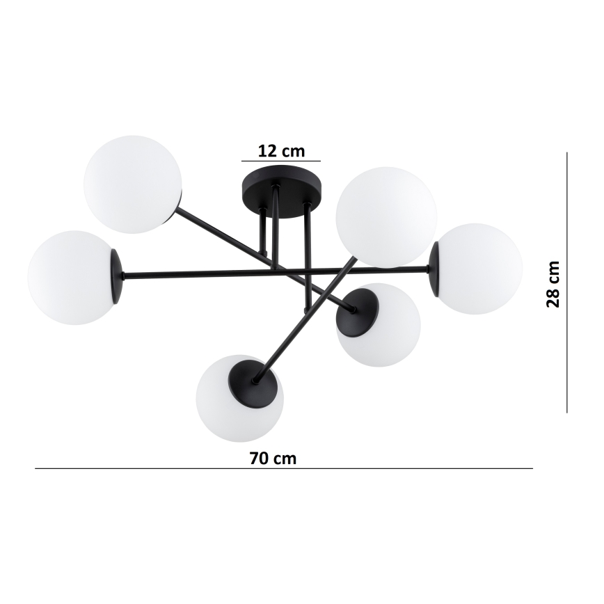 Brilagi - Stropni lestenec MILO 6xE27/60W/230V črne barve