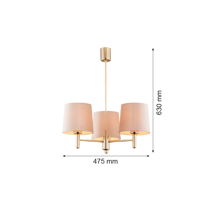 Brilagi - Stropni lestenec na drogu MONTE 3xE27/60W/230V bež/zlata