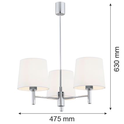 Brilagi - Stropni lestenec na drogu MONTE 3xE27/60W/230V kremna/sijajni krom
