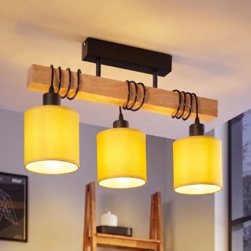 Brilagi - Stropni lestenec NUBILA 3xE27/60W/230V borovina/rumena
