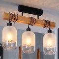 Brilagi - Stropni lestenec WOOD GLASS 3xE27/60W/230V borovica/črna/bela