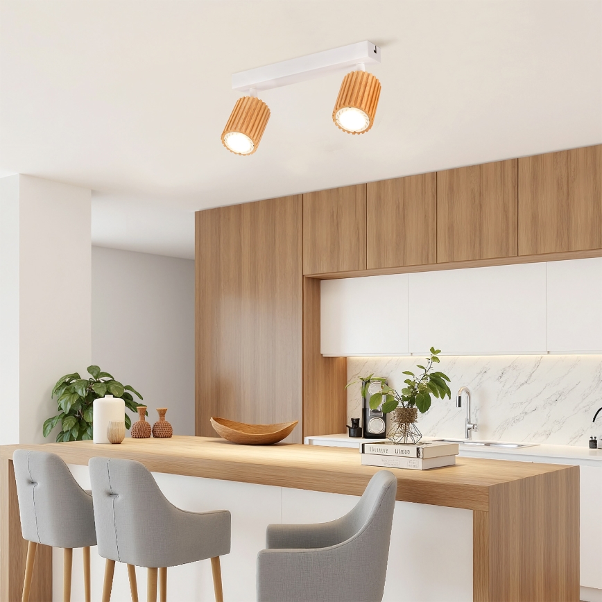 Brilagi - Stropni reflektor MODERN WOOD 2xGU10/8W/230V les/bela