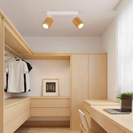 Brilagi - Stropni reflektor MODERN WOOD 2xGU10/8W/230V les/bela