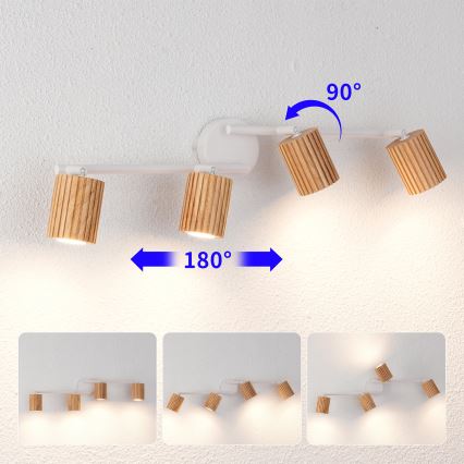 Brilagi - Stropni reflektor MODERN WOOD 4xGU10/8W/230V les/bela