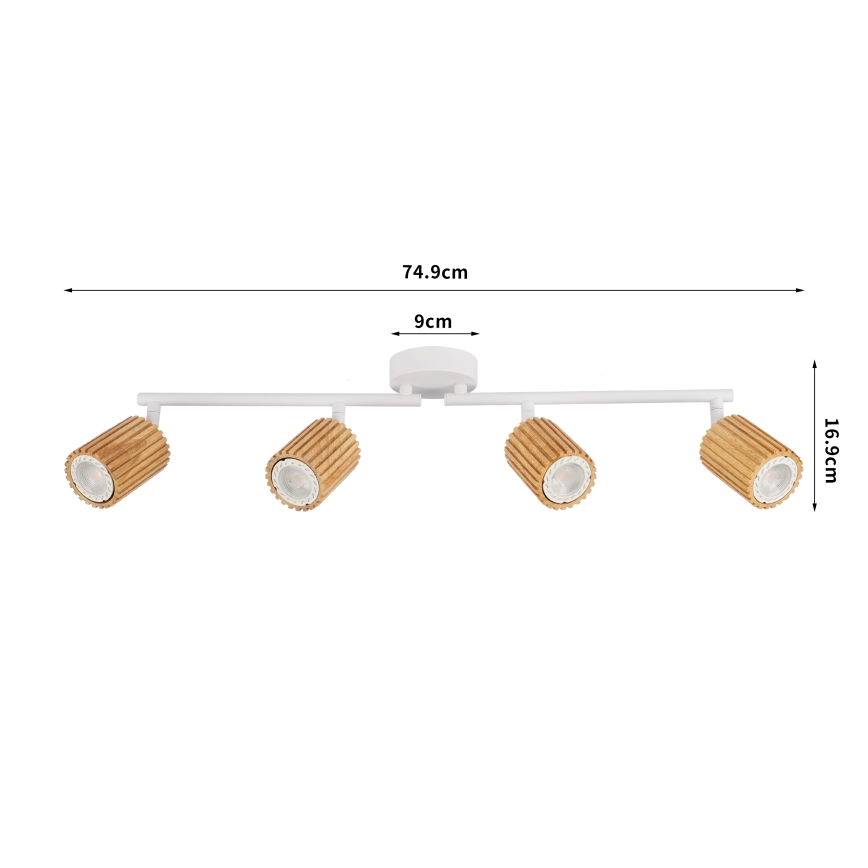 Brilagi - Stropni reflektor MODERN WOOD 4xGU10/8W/230V les/bela